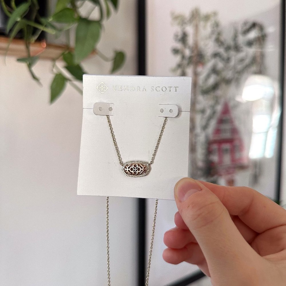 Kendra Scott Elisa Gold Pendant Necklace with Rose Gold Filigree